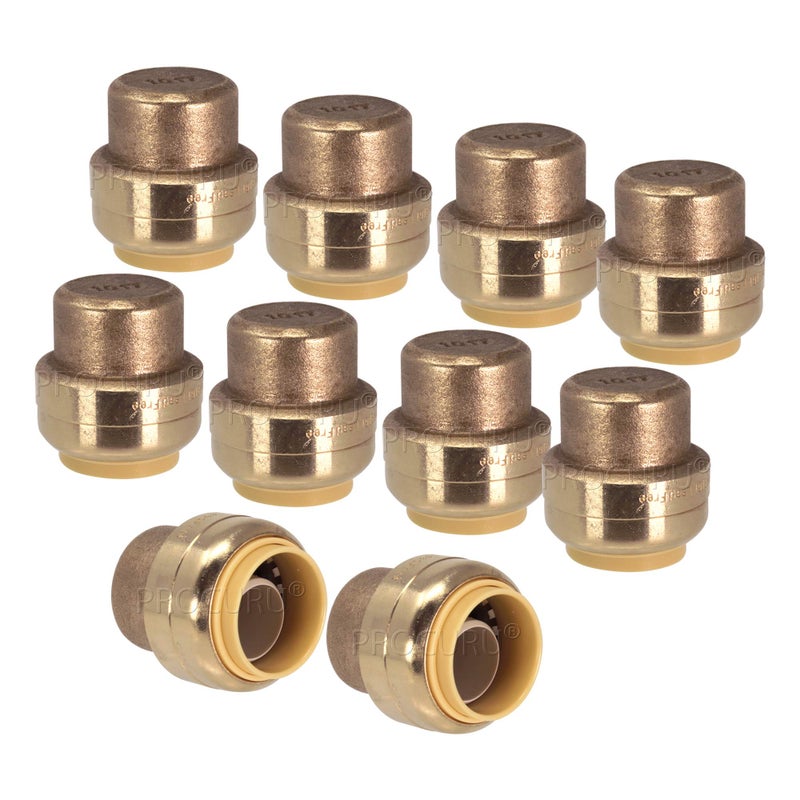 PROCURU [10-Pack] PROCURU 3/4-Inch PushFit End Cap, Push-to-Connect Plumbing Brass Fitting for Copper, PEX, CPVC, PE-RT Pipe (8X3014-10P) - Image 1